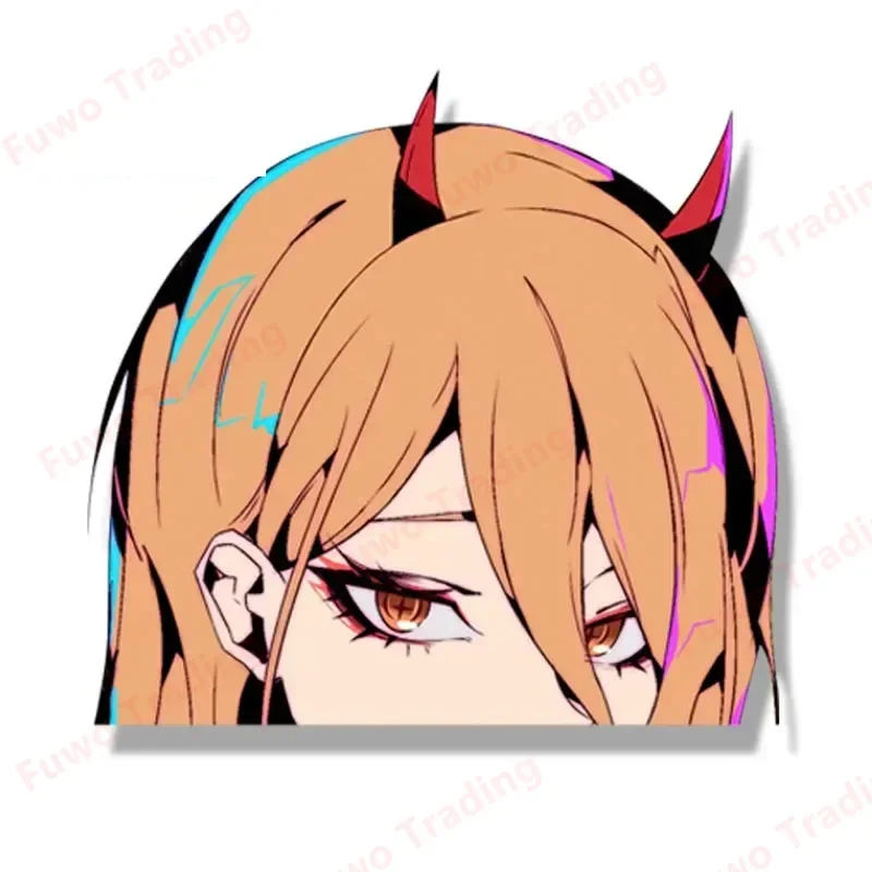 Hot selling Bikini Power Car Sticker Anime Chainsaw Man Fanart Waifu Decal Window Trunk Decor Cartoon Peek Girl Sticker