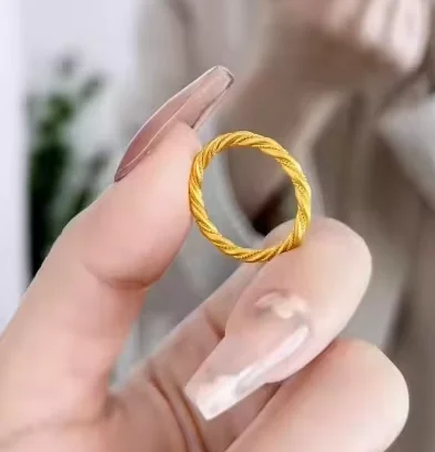 24k pure gold wedding rings for women fine gold finger ring christmas gift 2mm twisted rings