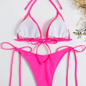 Weibliches Bad Bad Red Push-up Gehirn und Seitendreiecks-Charge, Micro sexy Bad mit Mangel, Sommerbad, Biquini, 2022 6 Hauptverkaufsbikini Red Dental - №2