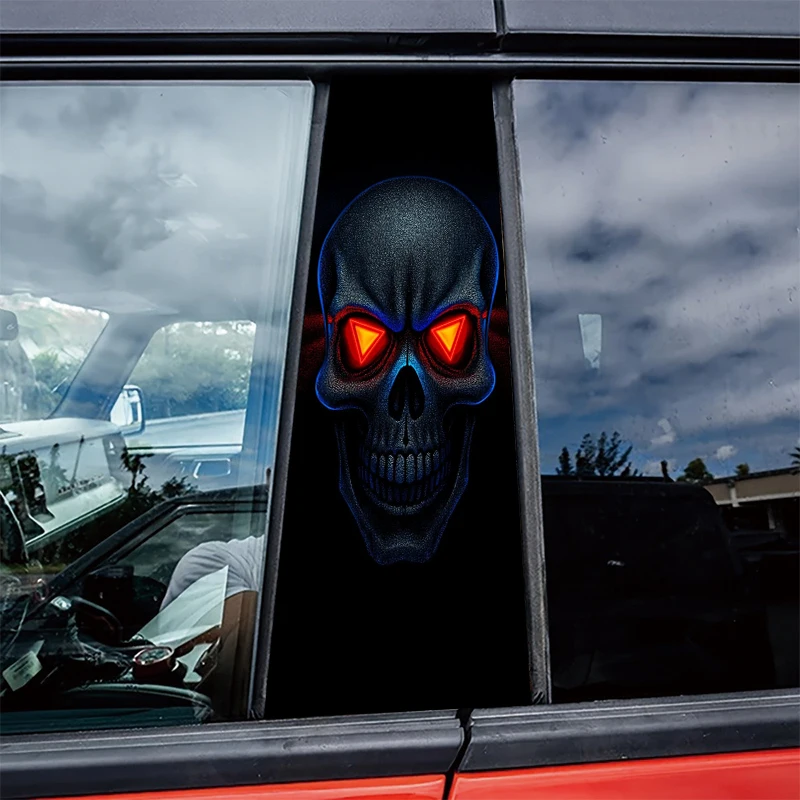 

2 pieces of automotive B-pillar stickers Skull Protective film, PVC material film