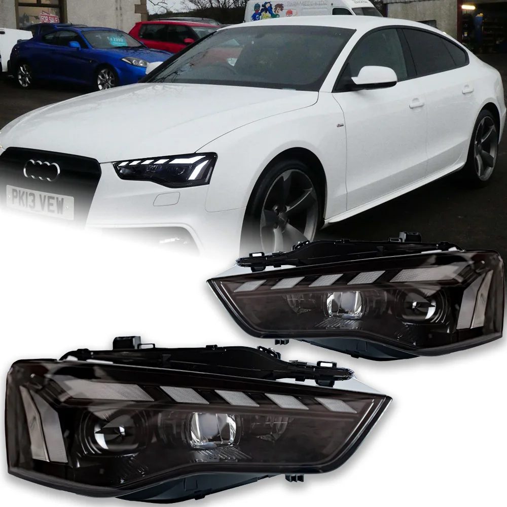 Luces de coche para Audi A5, lente de proyector de faros 2008-2016, lámpara de cabeza de señal dinámica, faros LED, accesorios automotrices Drl