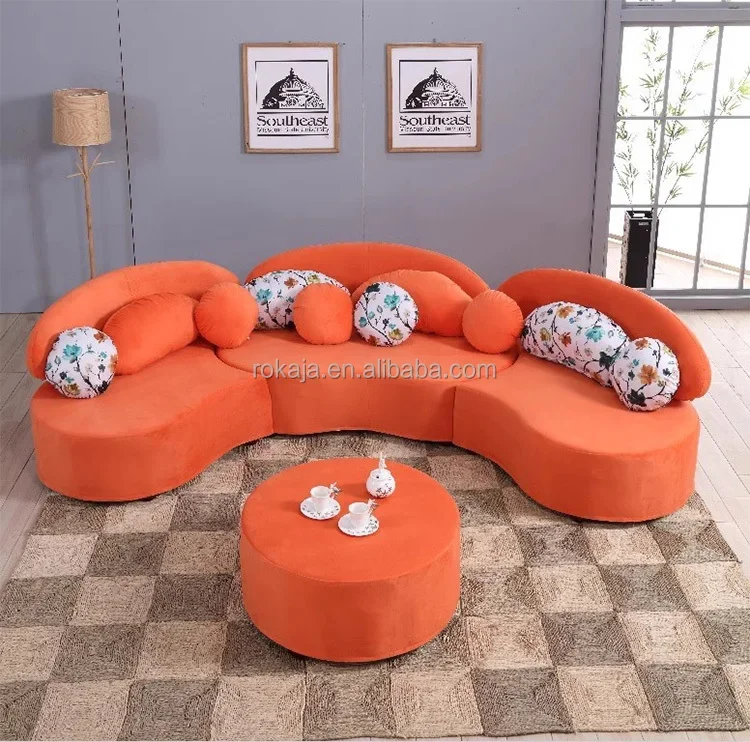 Simple Arc Fabric Sofa Modern Living Room Furniture 6 Seater Sofa Combination Semi-Circular Velvet Leisure Sofa