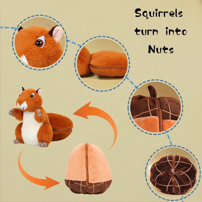 

Подушка плюшевая в виде белки, 25-35 см