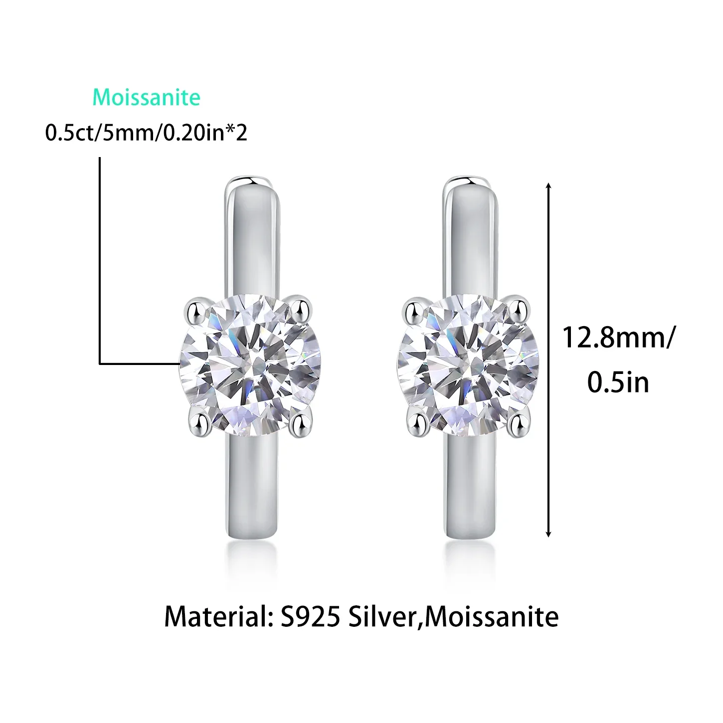 Moissanite Diamond Hoop Earring for Women 925 Sterling Silver 18k White Gold Plated Wedding Fine Jewelry set