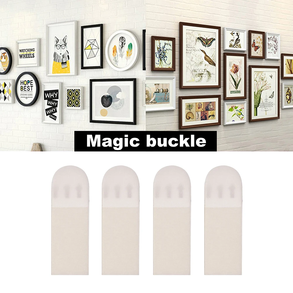12 Pairs Photo Frame Stickers Damage Free Double Side Hook Loop Mounting Tape Various Sized Wall Hangers Strips for Home Decor