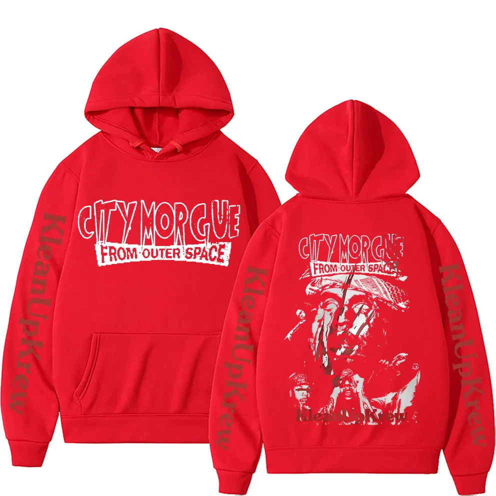 Rapper City Morgue Double Sided Printed Hoodie Men Women Hip Hop 
