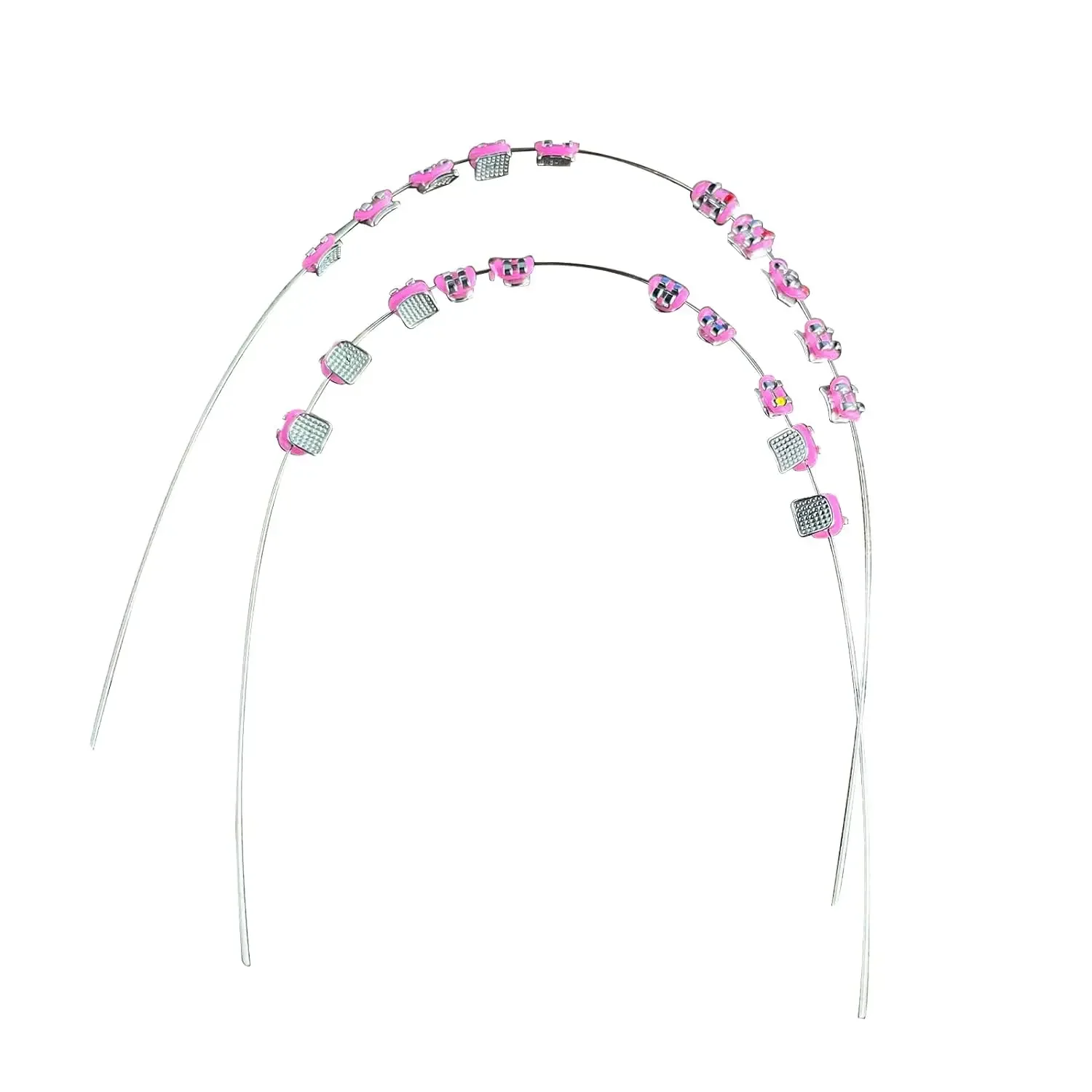 

Orthodontic Metal Bracket Kit with Colorful Crowns Manual Power Source Fashionable False Braces for Ligature Tie