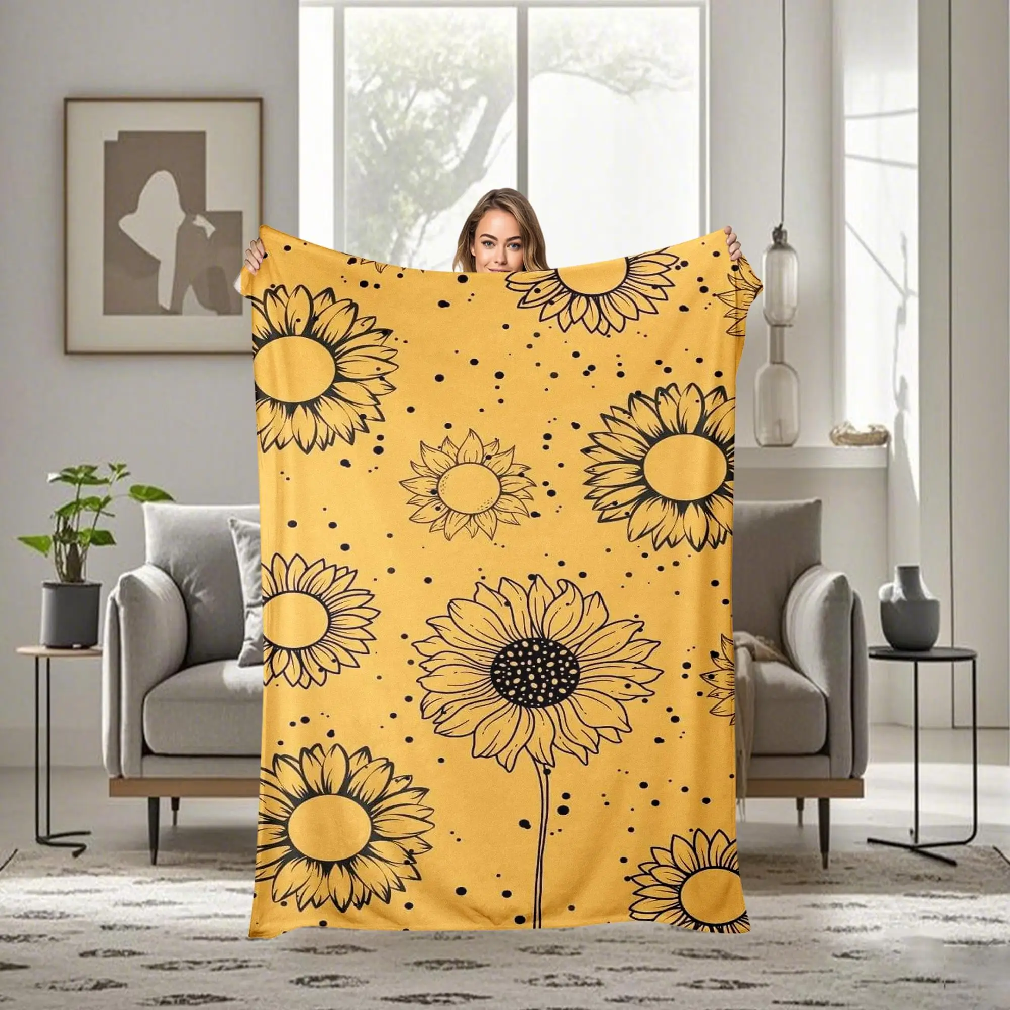 Ultra Soft Warm Flannel Throw Blanket, Cozy Lightweight Anti-Pilling No Shedding Skin-Friendly Decorative Printed Blanket for All Seasons, Suitable for Sofa Bed Office Nap Travel Camping