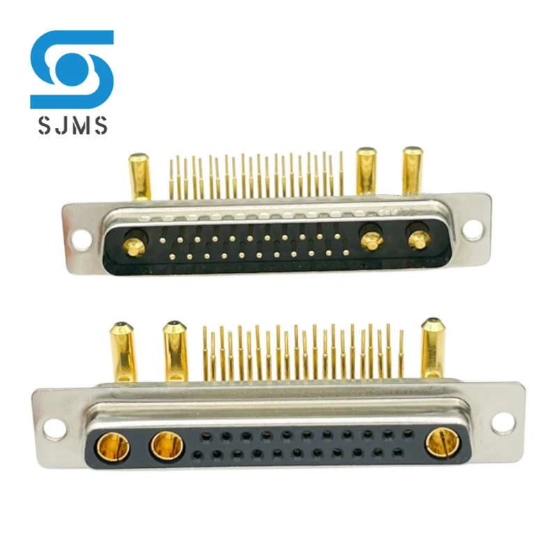 1PCS DB 25W3 30A D-SUB Gold Plated Male Female High Current Connector Adapter Brackets Solder Type 22+3 Plug Jack High Power