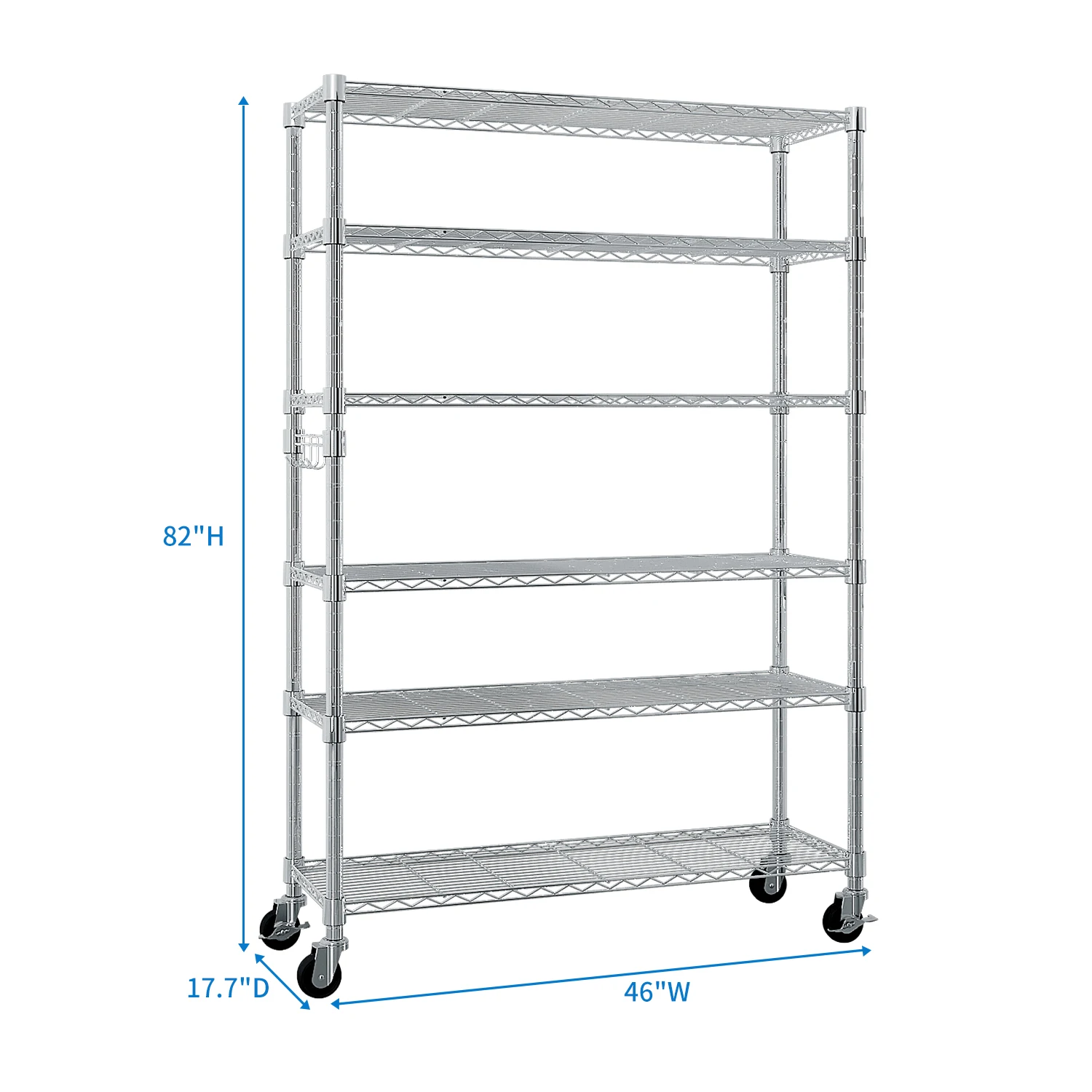 6-Tier Disassembly And Free Assembly Steel Wire Shelving With Wheels Kitchen Cart