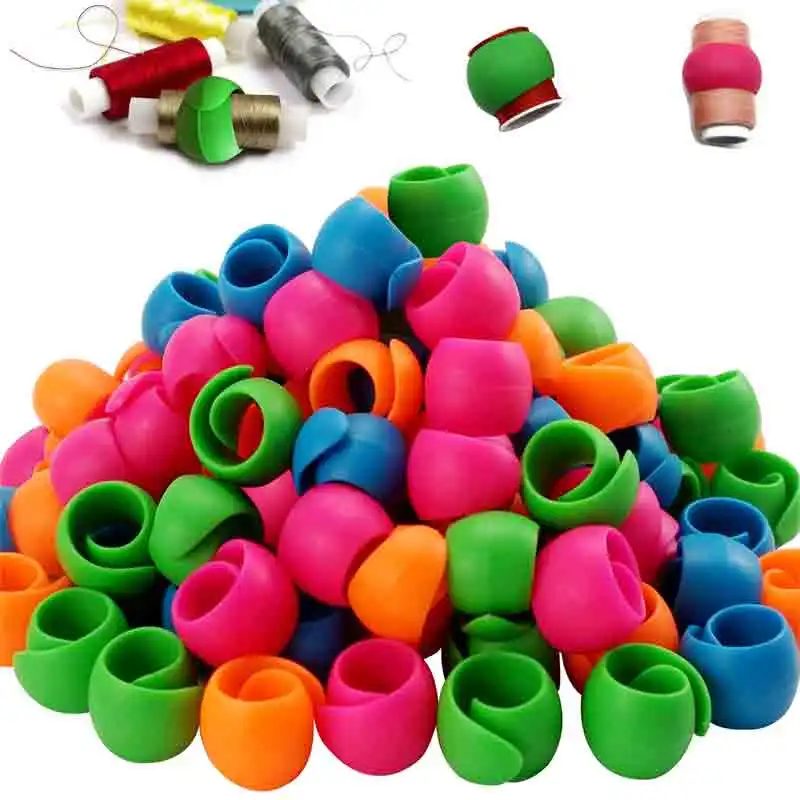 16/32PCS Silicone Thread Spool Ring Colorful Spool Clamps Holder Bobbin Savers Thread Spool Huggers DIY Handicraft Sewing Tools