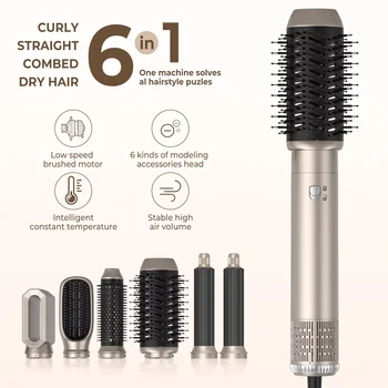 Image 6 in 1 High-speed hot air brush Multi-function hair styler Quick drying hair with automatic curling iron Negative ion hair dryer