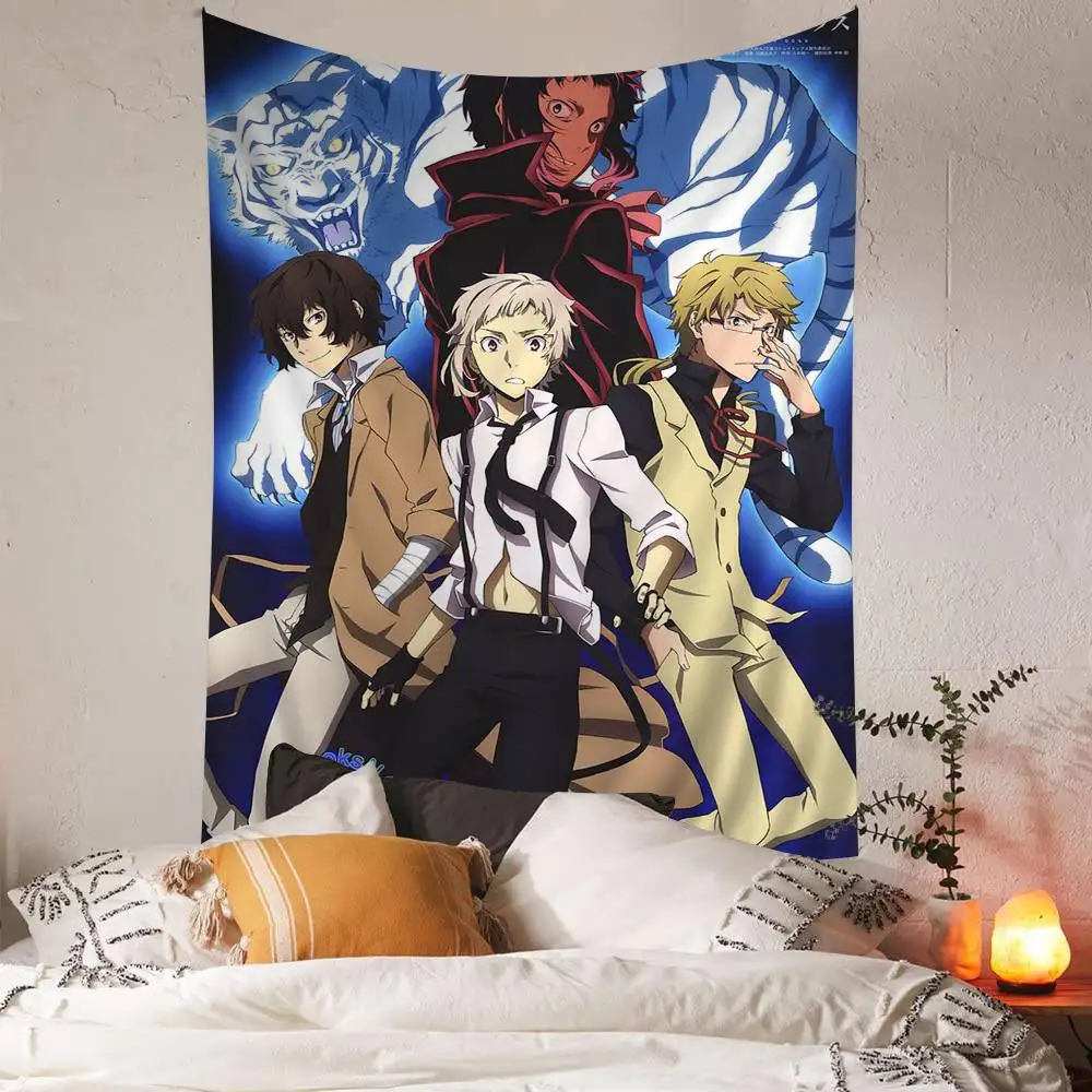 Bungo Stray Dogs Anime Colorful Tapestry Wall Hanging Bohemian Wall Tapestries Mandala Wall Hanging Sheets