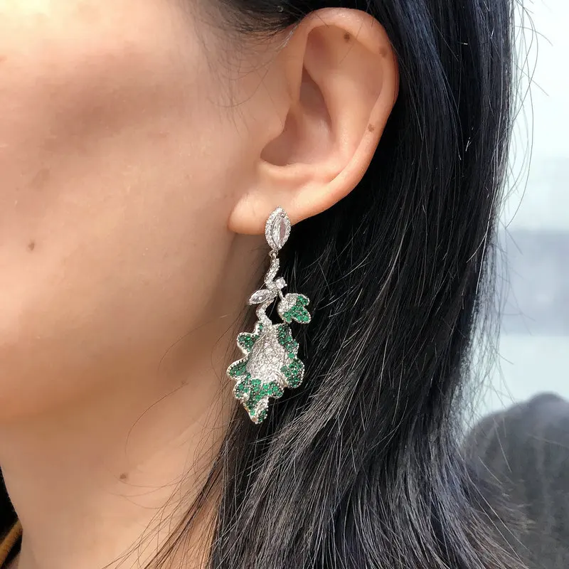 Bilincolor Fashion Green Leaf Earring for Women