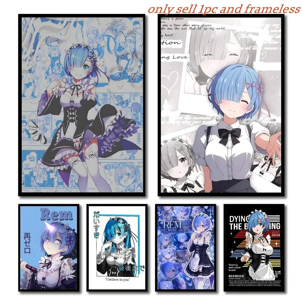 Anime Re Zero Starting Life in Another World Poster Self-adhesive Living Room Bedroom Bar Decor Moisture-proof Fade-resistant HD