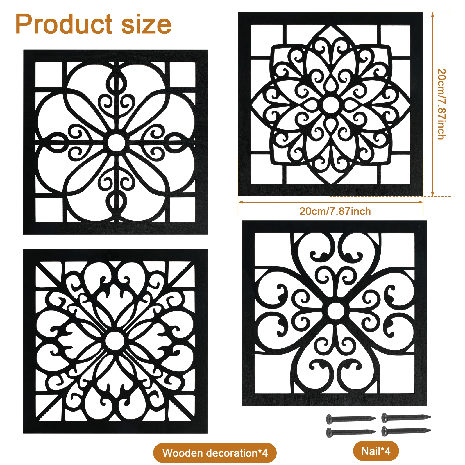 لوحات خشبية ريفية مستديرة أو مربعة للتعليق على الحائط ، ديكور جدار مزرعة رائع ، مجوف للخدمة الشاقة ، 4 * *