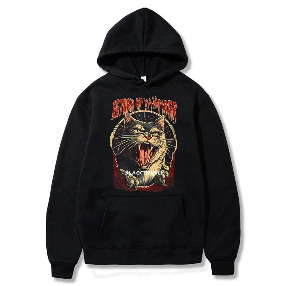 

The Return of Vampurr Cat Graphic Hoodie Male 90s Trendy Oversized Sweatshirt Men Women Classic Vintage Horror Halloween Hoodies