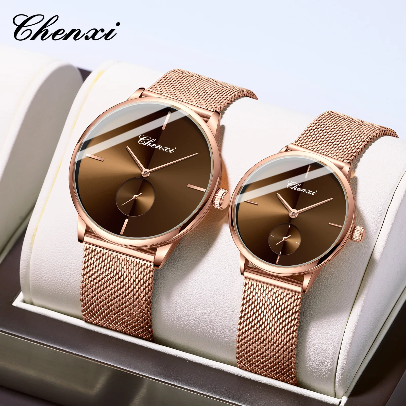 

Steel mesh belt thin couple watch fashionable and simple cross-border wholesale men's and women's quartz watches
