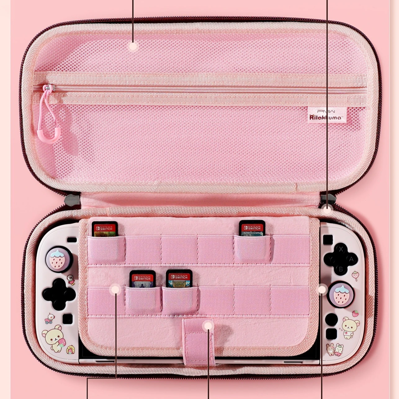 Urocze etui z motywem misia, rozdzielne, dokujące, odporne na wstrząsy, osłona na Joy-Con do Nintendo NS 2, silikonowe nakładki na joysticki, etui do przechowywania. — zdjęcie produktu 4
