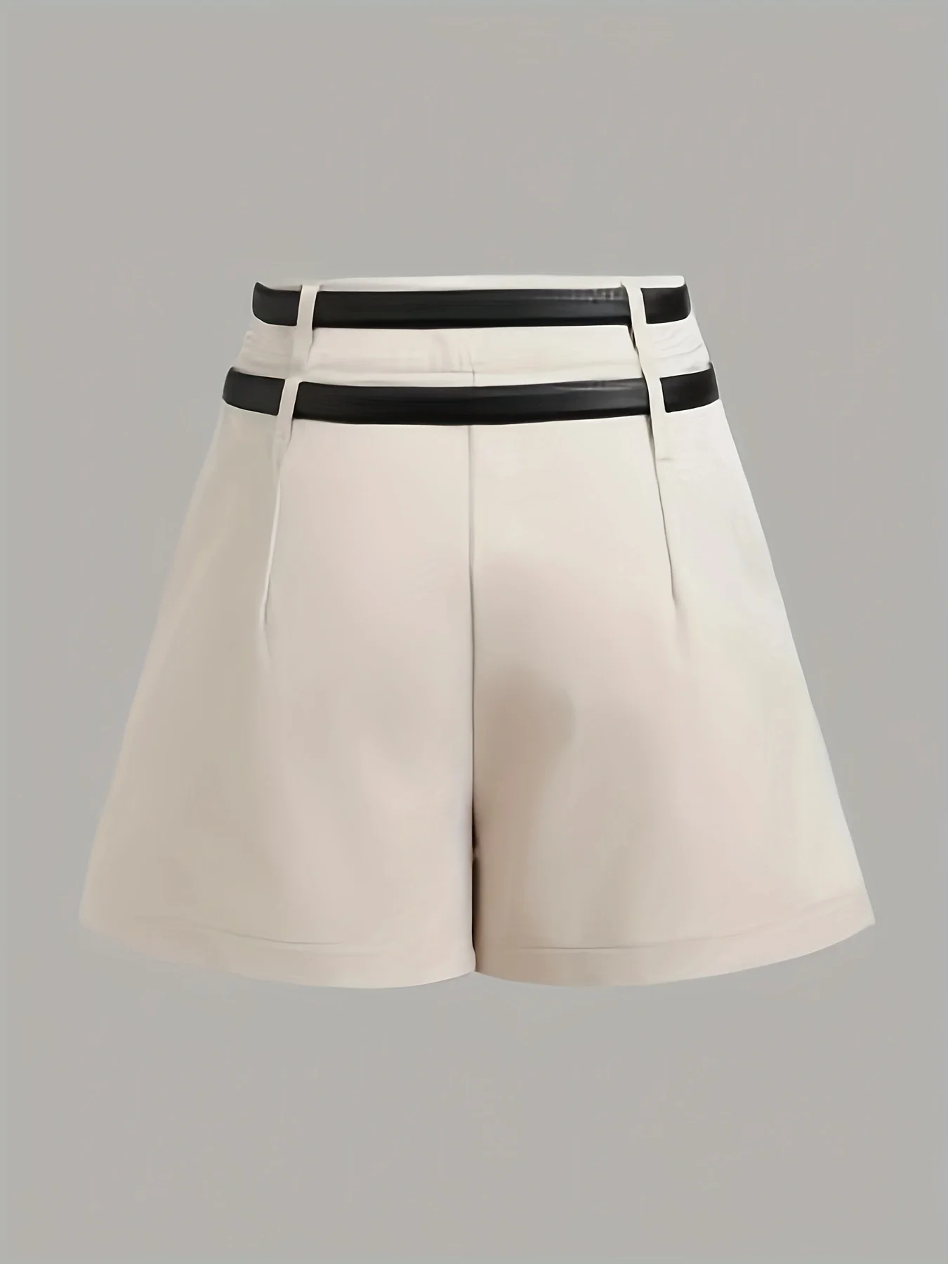 Spring and Summer New Women's Shorts, Elegant, Classic, Versatile, Double-Waist, Wide-Leg, Solid Color, Casual, Uniform, Professional Wear, Belt Not Included