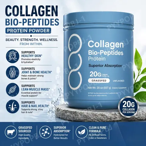 Collagen Peptides Powder Hydrolyzed Protein Unflavored Easy Mix Daily Beauty Nutrition Supplement High Protein Collagen Powder