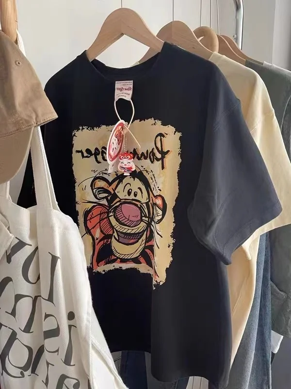 

Женская свободная футболка больших размеров из чистого хлопка с ретро-принтом, в американском университетском стиле, повседневный летний топ