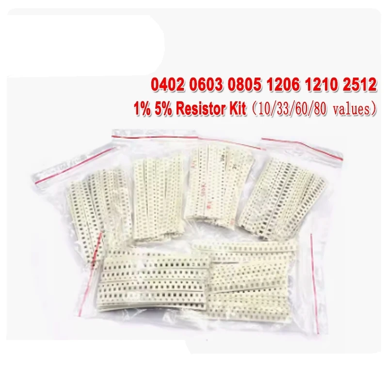 Комплект резисторов 0402 0603 0805 1206 1210 SMD igmopnrq в ассортименте 10K 2512 K 1K 1R 100R 220R 100 1%