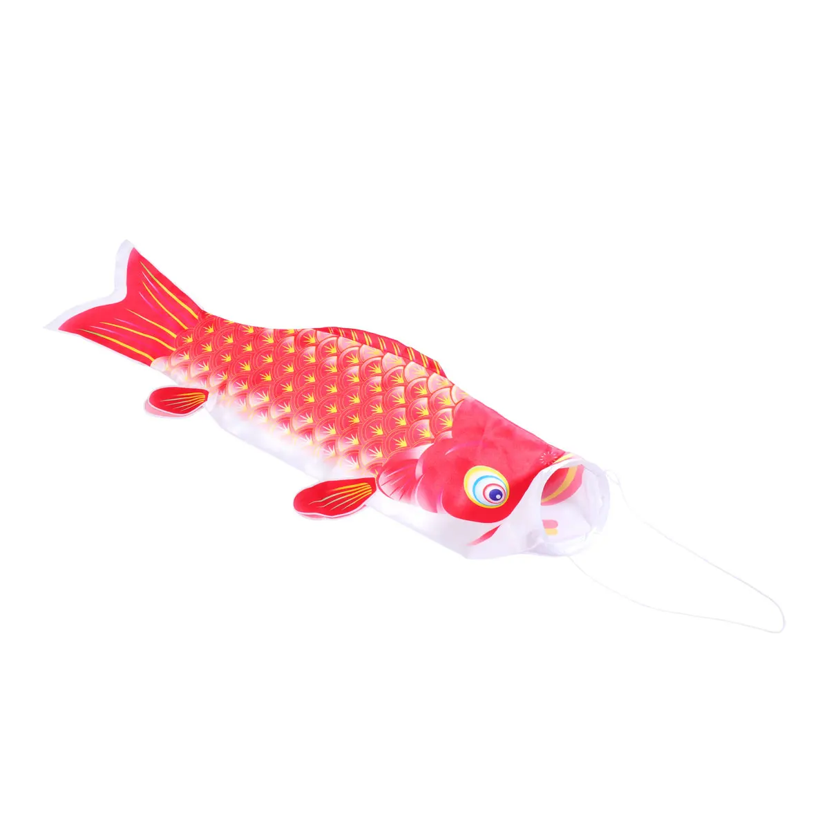 

Carp Shape Flag Red Satin Durable Dragon Boat Festival Party Decorative Japanese Style 1.4 Meters Carp Shape Flag