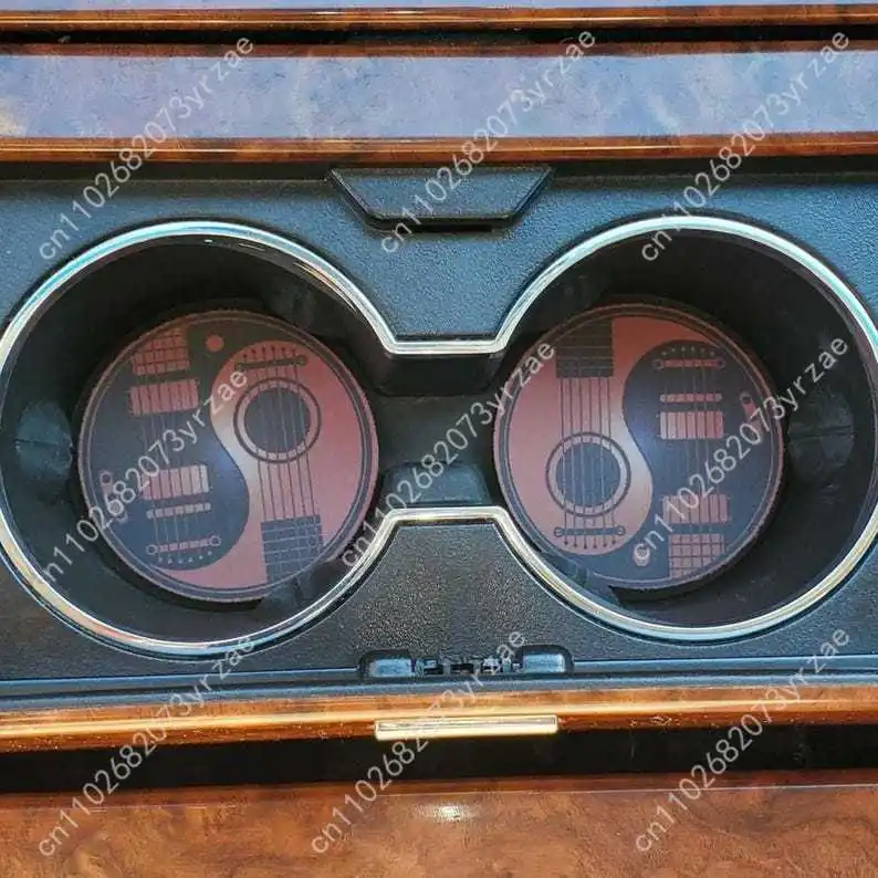 قواعد أكواب سيارة جيتار 2 قطعة قواعد أكواب سيارة ماصة مضادة للانزلاق مقاومة للماء ملحقات داخلية سهلة التنظيف للسيارة #1