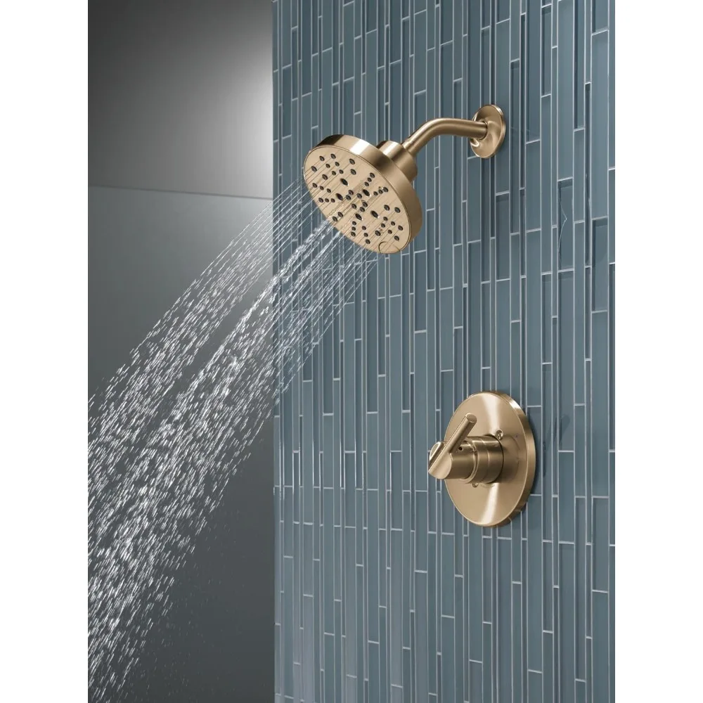 Single-Handle Gold Shower Faucet, Shower Trim Kit with 5-Spray Shower Head, Champagne Bronze (Shower Valve Included)