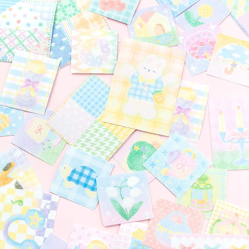 50sheet/set Sweet Retro Japanese Scrapbooking Memo Pad Creative Design Heart Floral Mini Notepad Journaling Non-sticky Note