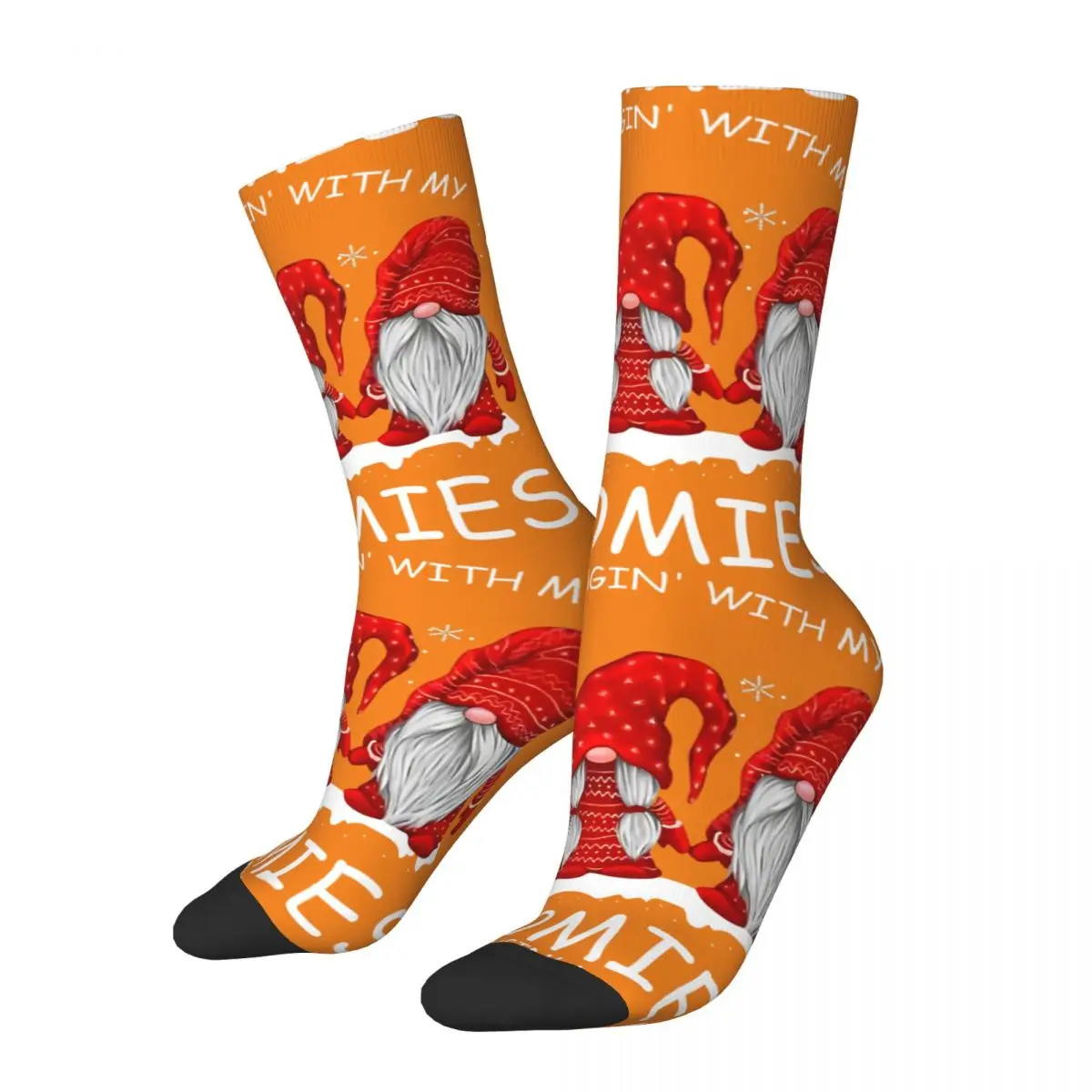 Chaussettes de compression Elin Just Hangin avec mes gnomes pour hommes, chaussettes d'amant de gnome, motif de qualité vintage, nouveauté