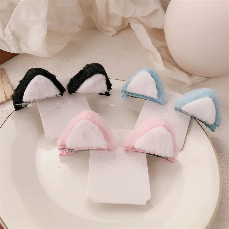 2 قطعة آذان القط أفخم على البخار القط الأذن على شكل الخبز الأطفال مشبك شعر لطيف الكرتون ستيريو كليب فتاة صغيرة إكسسوارات الشعر ل Dail