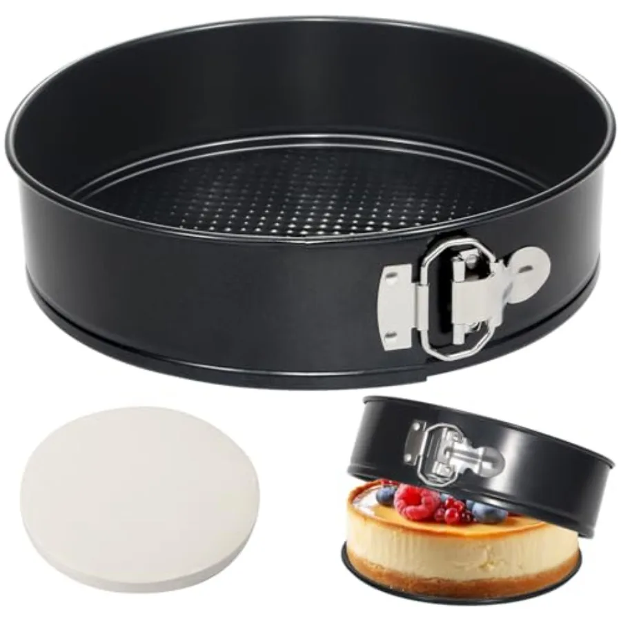 

9 Inch Springform Pan Tin with 50pcs Parchment Paper for Cheesecakes Baking Mold Round Leakproof Nonstick Removable Bottom Bake