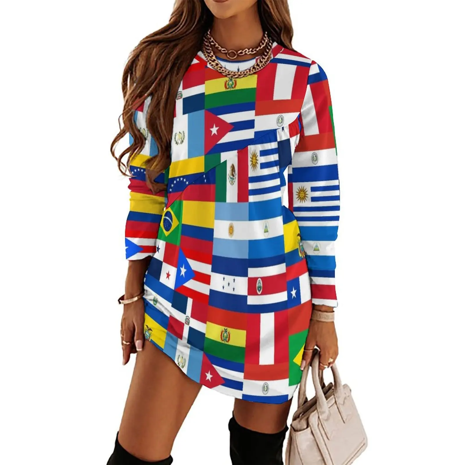 

Flags of Latin America Long Sleeved Dress luxury evening dresses 2024 Women"s long dress women clothing 2024 new arrivals