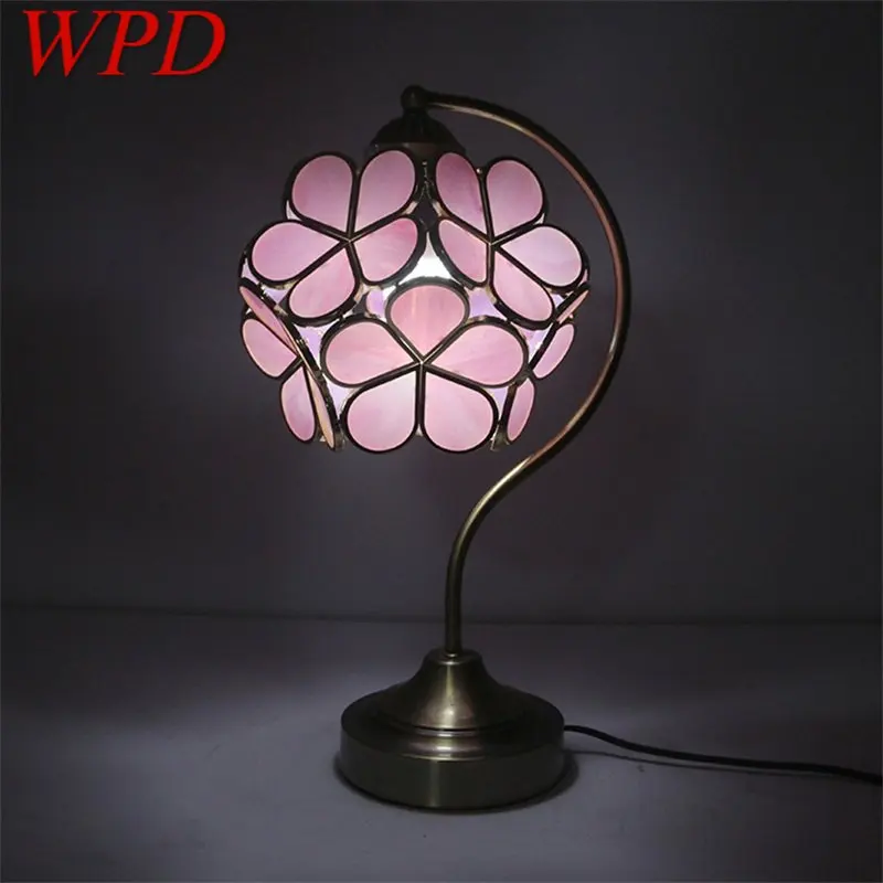 

WPD Tiffany Table Lamp LED Modern Creative Pink Petal Desk Light For Home Living Room Bedroom Bedside Decor