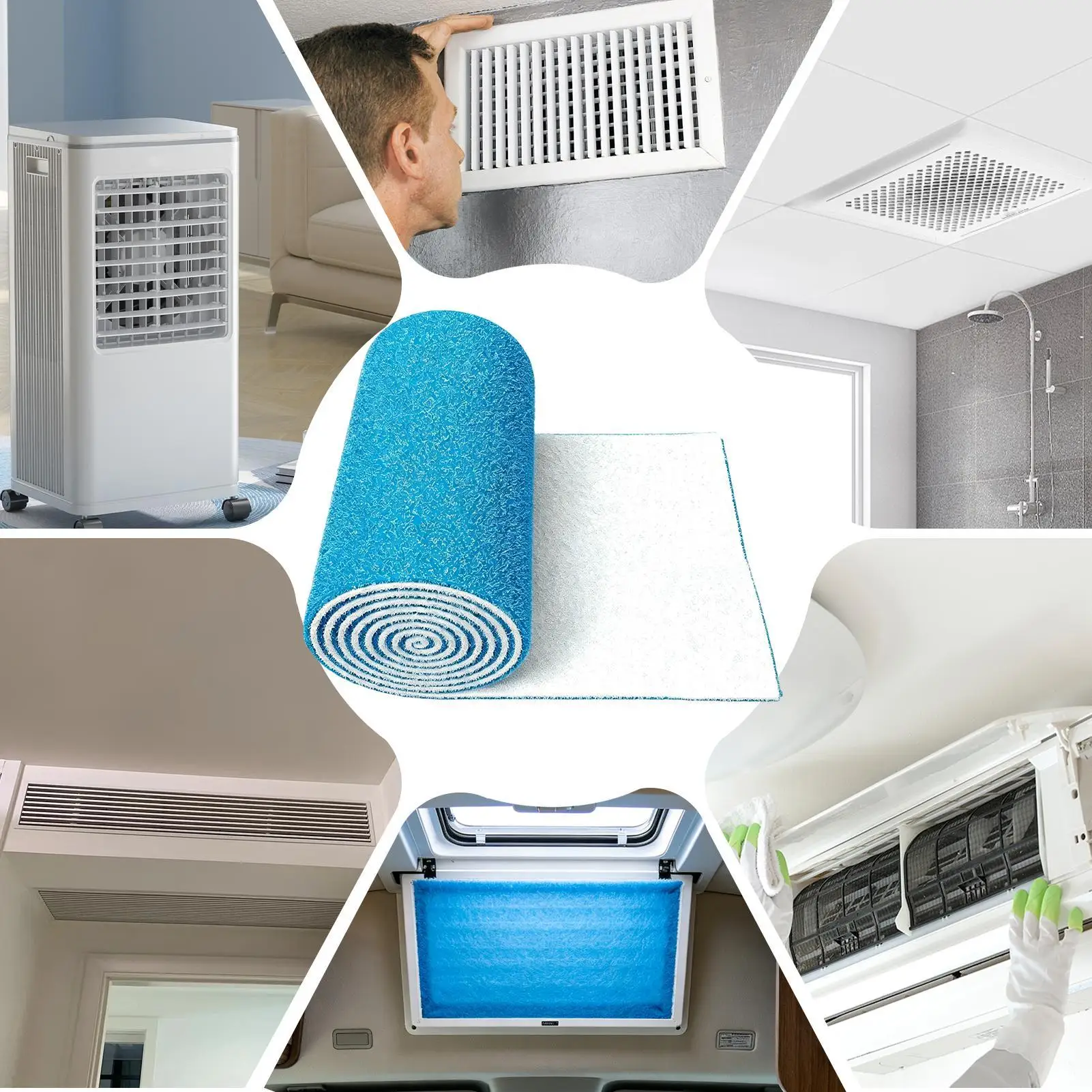 家庭用エアベントフィルター-カットトゥフィット防塵高効率家庭用hvac炉エアフィルター素材-アパートルームrv用