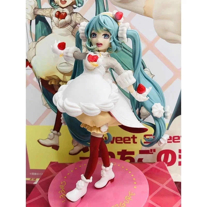 オリジナル初音ミクアニメフィギュア甘いイチゴミクアクション置物-pvc-モデル像グッズおもちゃ子供のため