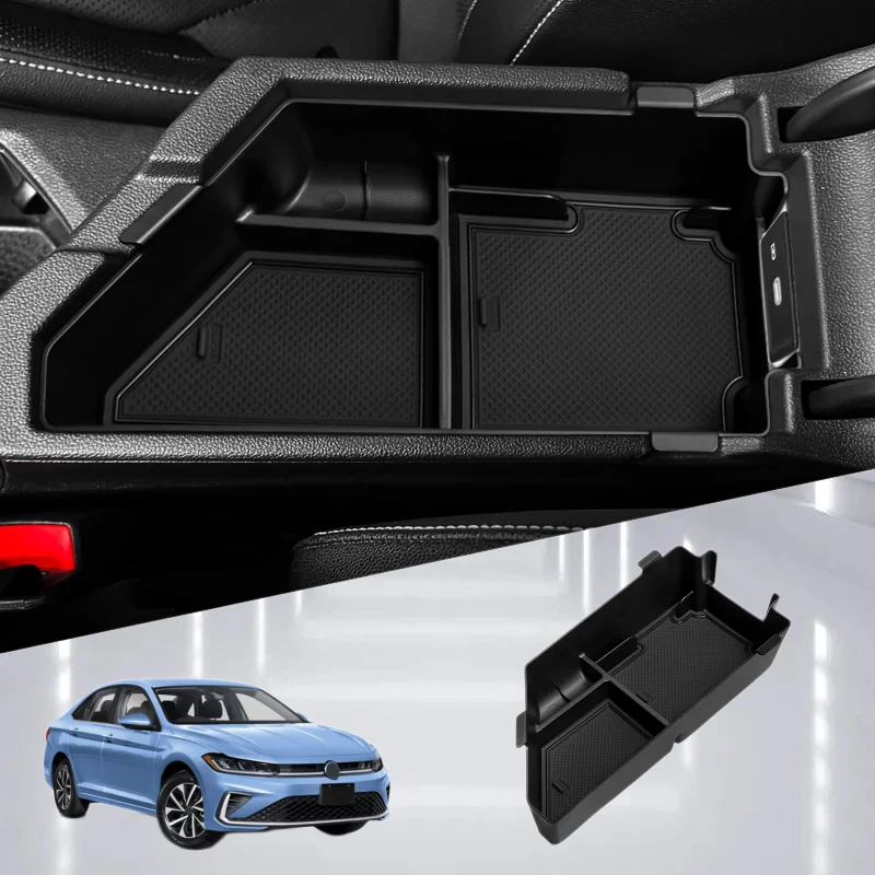 for Volkswagen Jetta 2020-2025 Car Storage Box Interior Accessories Center Console Armrest Storage Organizer Tidying Tray