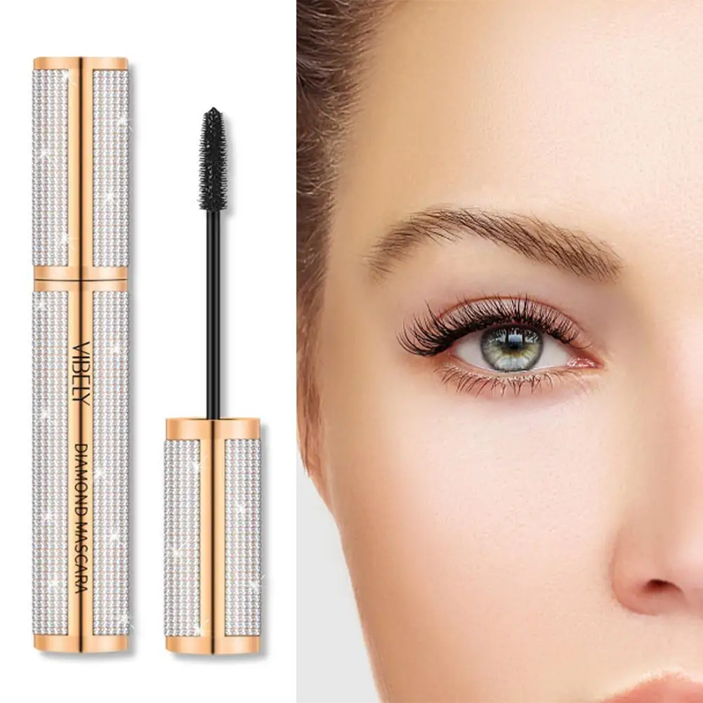 Mascara per ciglia in fibra di seta 4D Diamond Mascara impermeabile a lunga durata per l'estensione delle ciglia Volume nero asciugatura rapida spessa O1Q7