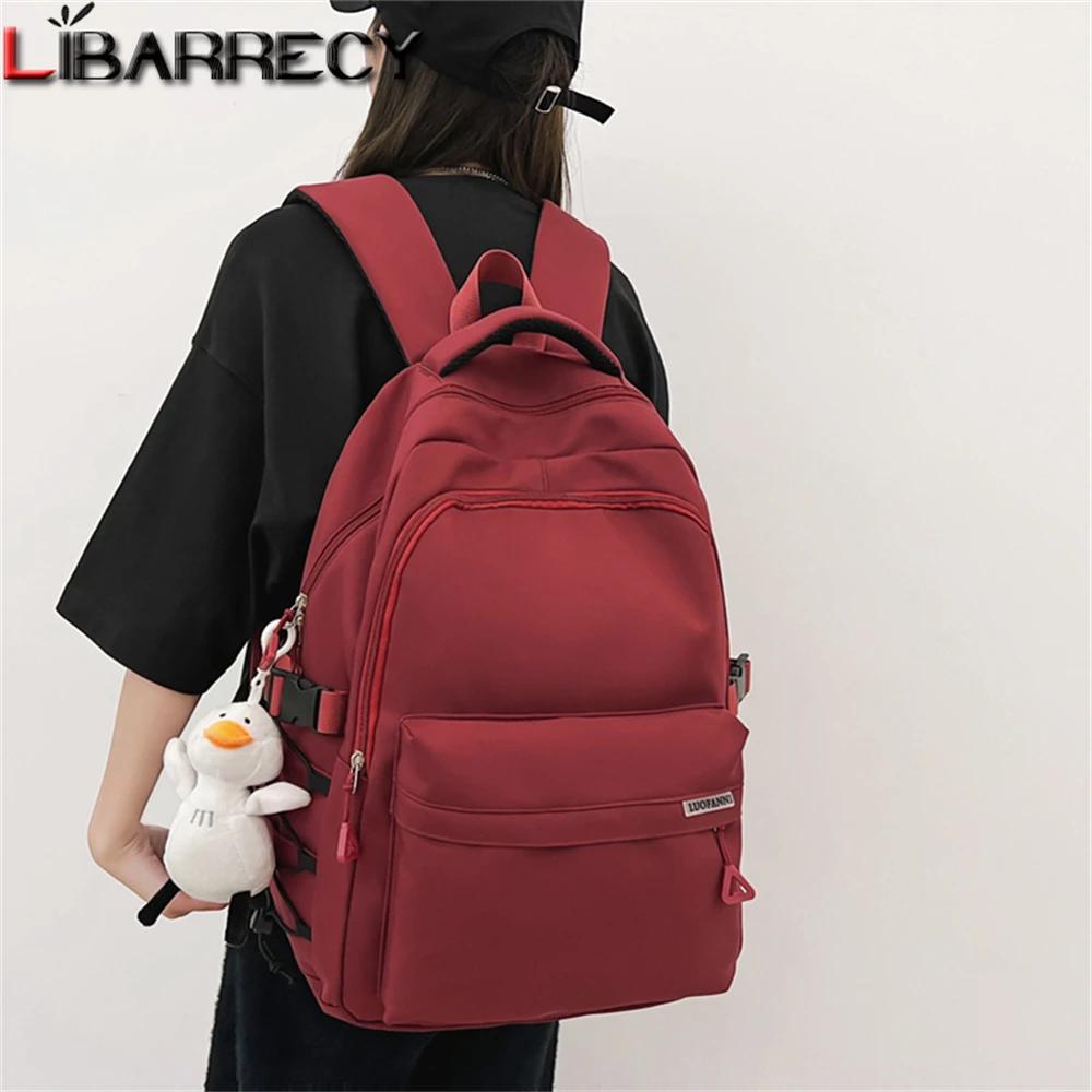 

Waterproof Solid Color Nylon Women Backpack School Bag for Teenagers Girls Travel Backbag Students Bag Kawaii Bookbag Sac A Main