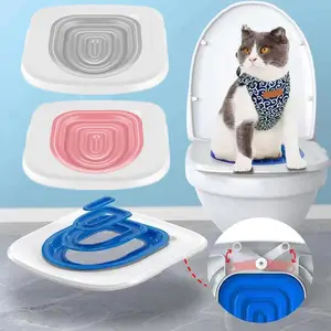 Cat Toilet Training Kit, Universal Eco-Friendly Pet Toilet Trainer For Pet Cleaning (White Tray, 1 Blue Inner Support