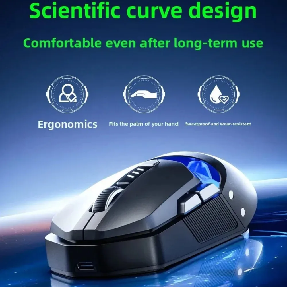 

12800 DPI Optical Ergonomic Mice Bluetooth+2.4Ghz+Wired Tri-Mode Gaming Office RGB Luminous Rechargeable Mouse For Laptop PC