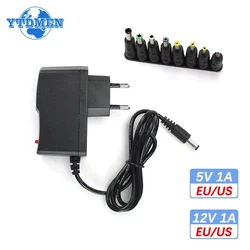 AC-DC 5V 12V 1A Adapter Power Supply Universal Switch Power Charger 110V To 220V with 8 Conversion Connector Plug