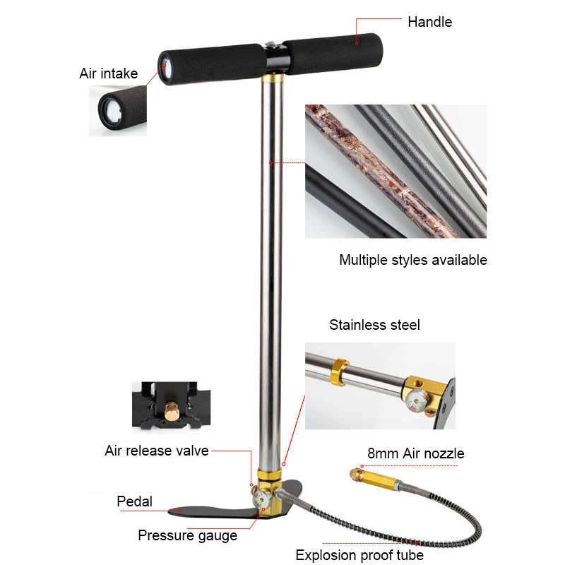 300Bar 4500Psi Portable Gas Tank Filling PCP Pump Spare Manual High Pressure Pump For Car Bicycle Diving Air Cylinder Hunting