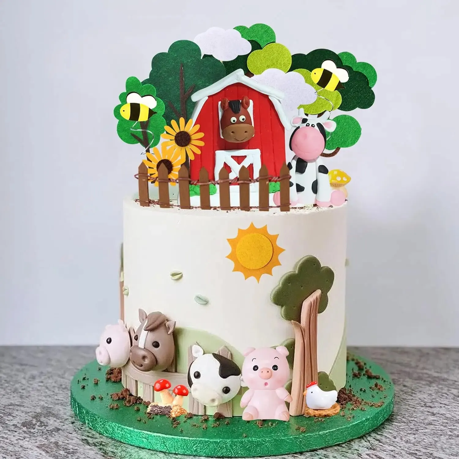 30 PCS Farm Animal Cow Cake Topper Decorations for Farm Animal Theme Birthday Baby Shower Party