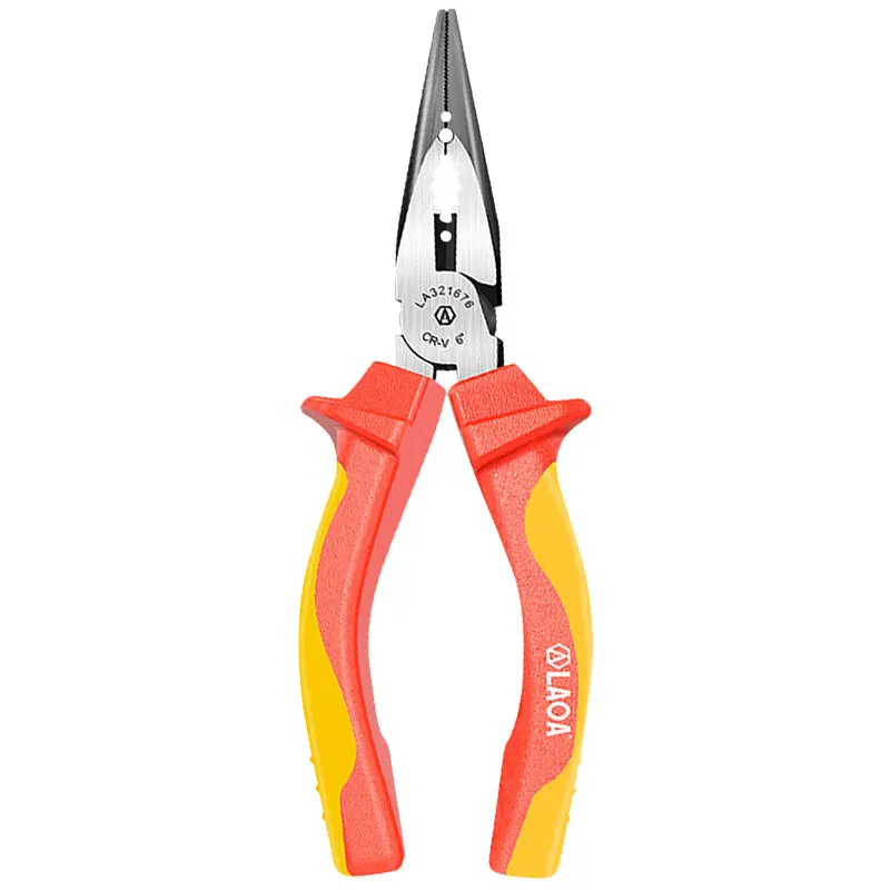 LAOA High voltage insulated needle-nose pliers VDE1000V eccentric needle-nose pliers long-nose pliers 6 inches