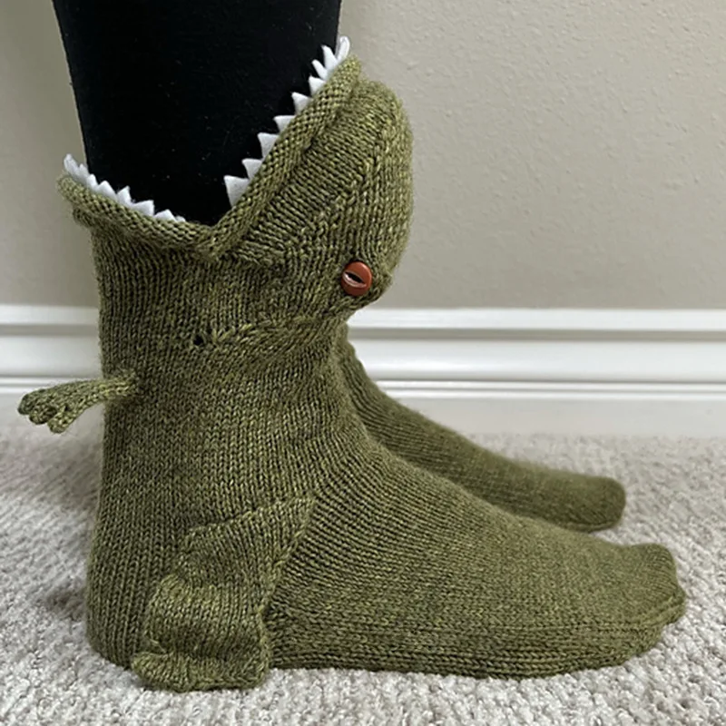 Man Woman Winter fashion designer Jurassic Creative Dinosaur Socks Red Dragon Wool Knitted floor room keep warm funny stockings - view 5