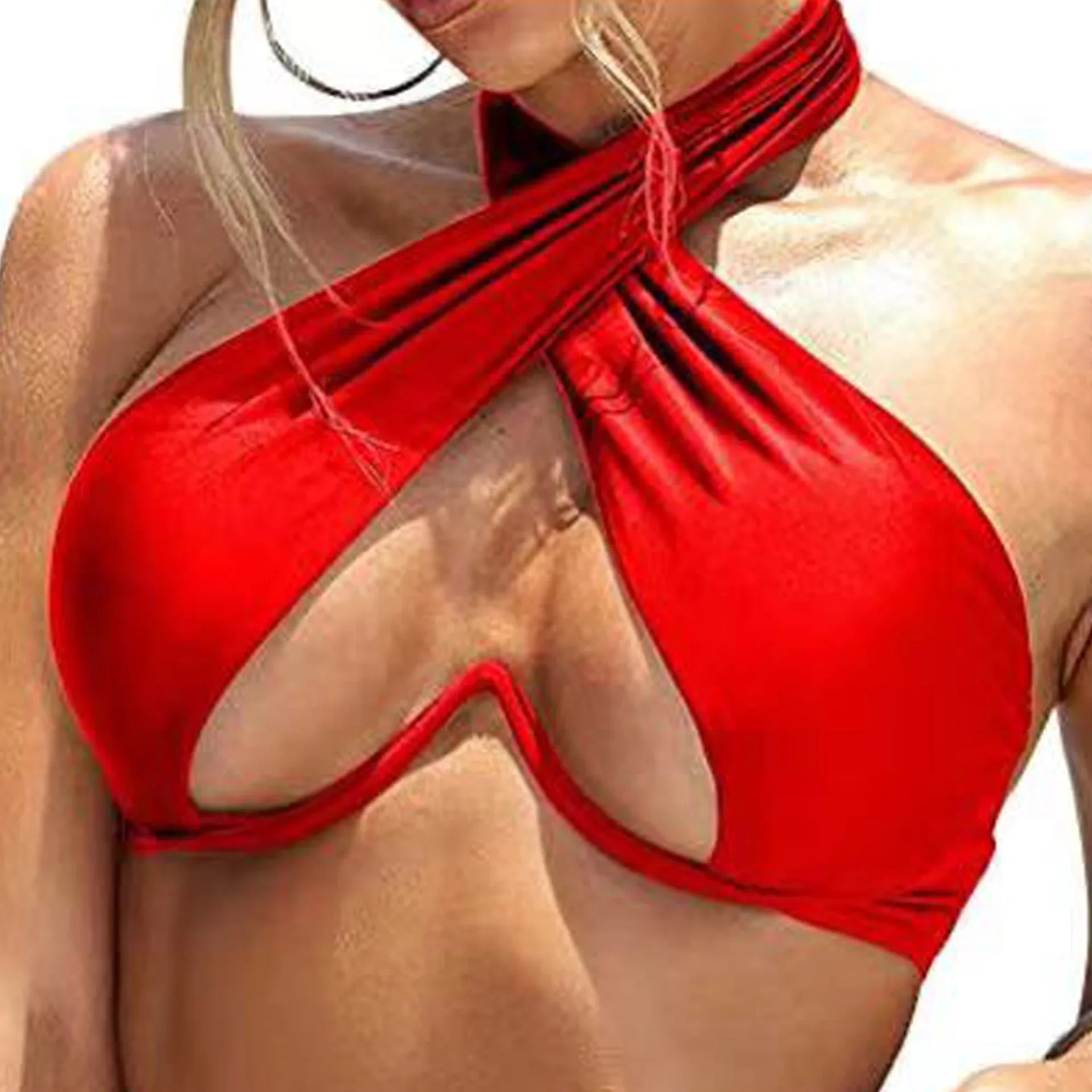 Gran oferta de la temporada, nuevo traje de baño de una pieza con soporte de acero Multicolor, Top de Bikini integrado, traje de baño de pecho pequeño para mujer, versátil