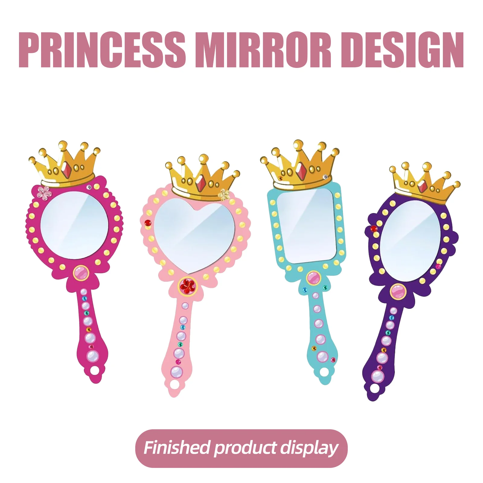 Small Mirror Children Wooden Mirror Toy Unfinished Handheld DIY Painting Mirrors Craft Princess girls Small Blank Handle Mirror